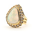 Ring Cocktail Halo 0.31ctw Round Diamonds  7ct White Opal  Sz 5.25  18ky   9.00g 226070085