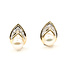 Earrings Chevron Hinged Leverback 0.21ctw Round Diamonds  8.18mm White Pearl    14ky 18x12mm  7.26g 226070137