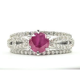 Ring Infinity  0.66ctw Round Diamonds GIA Report: 2235532628 1.21ct Red Ruby    18kw 7mm Sz6 6.65g 226070088