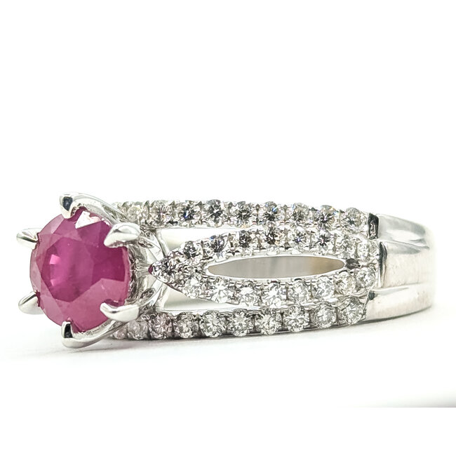 Ring Infinity  0.66ctw Round Diamonds GIA Report: 2235532628 1.21ct Red Ruby    18kw 7mm Sz6 6.65g 226070088