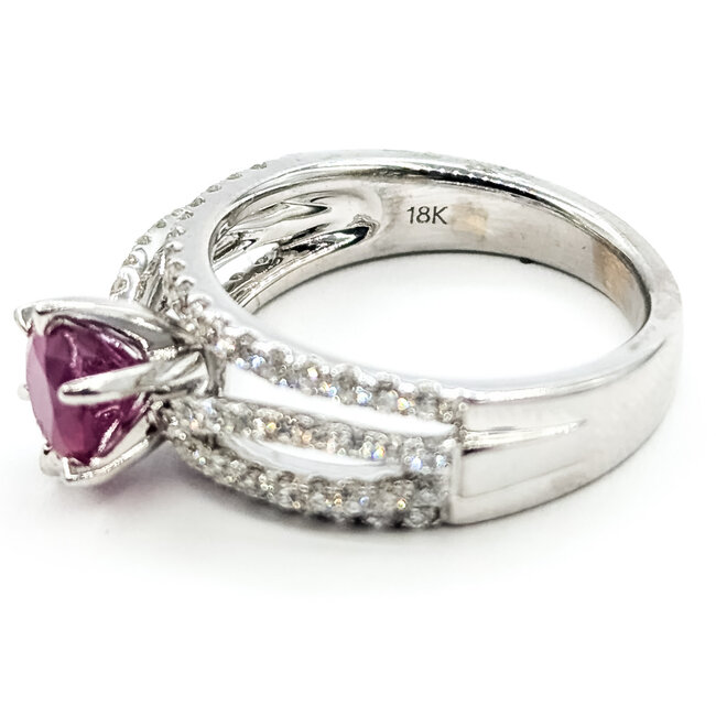 Ring Infinity  0.66ctw Round Diamonds GIA Report: 2235532628 1.21ct Red Ruby    18kw 7mm Sz6 6.65g 226070088