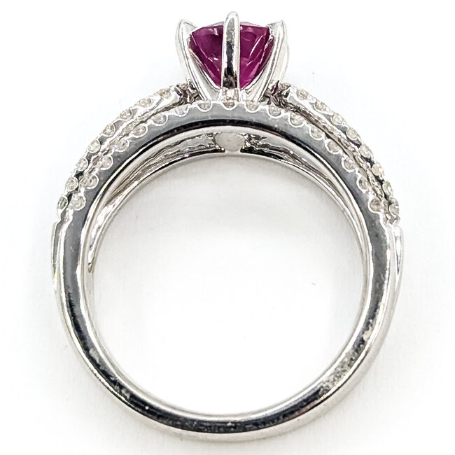 Ring Infinity  0.66ctw Round Diamonds GIA Report: 2235532628 1.21ct Red Ruby    18kw 7mm Sz6 6.65g 226070088