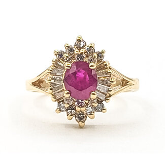 Ring Ballerina Halo Split Band 0.49ctw Round Diamonds GIA Report: 6237536467 1.04ct Red Ruby    14ky 14mm Sz6.25 4.19g 226070089