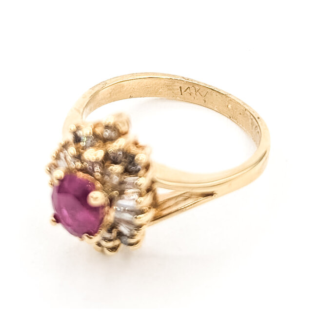 Ring Ballerina Halo Split Band 0.49ctw Round Diamonds GIA Report: 6237536467 1.04ct Red Ruby    14ky 14mm Sz6.25 4.19g 226070089