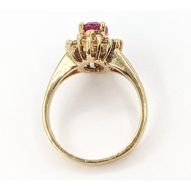 Ring Ballerina Halo Split Band 0.49ctw Round Diamonds GIA Report: 6237536467 1.04ct Red Ruby    14ky 14mm Sz6.25 4.19g 226070089