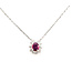 Necklace Halo  0.12ctw Round Diamonds  0.26ct Red Ruby    Platinum 8x7mm 15.5" 2.90g 226070095