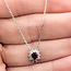 Necklace Halo  0.12ctw Round Diamonds  0.26ct Red Ruby    Platinum 8x7mm 15.5" 2.90g 226070095