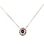 Pendant Halo Floral 0.22ctw Round Diamonds  0.56ct Red Ruby    Pt900 10x9mm 16",14.5" 3.90g 226070096