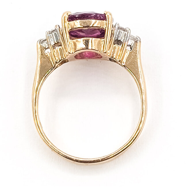 Ring 7-Stone Tapered Shoulder 0.12ctw Round Diamonds GIA Report: 2235945689 2.50ct Red Ruby    14ky 2mm Sz4.5 3.24g 226070144