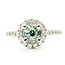 Ring Halo Solitare 0.36ctw Round Diamonds GIA Report: 5221468572 0.87ct Light Blue Sapphire    14kw 9mm Sz4.25 2.60g 226070099