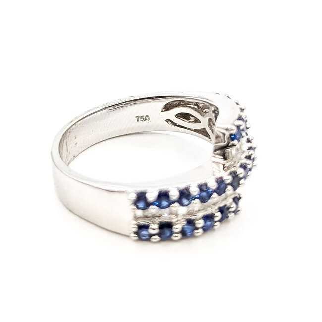 Ring Wrap Multi-row 0.34ctw Round Diamonds  0.70ct Blue Sapphire    18kw 10mm Sz7.25 6.34g 226070100