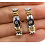 Earrings J-Hoop Hoop 0.16ctw Round Diamonds  0.12ct Blue Sapphire    14kw 6mm 25x6mm 10.46g 226070101