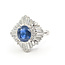 Ring Ballerina Halo Cocktail 1.68ctw Round Diamonds GIA Report: 2233945741 2.19ct Blue Sapphire    Platinum 2.5mm Sz5 9.95g 226070106