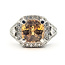 Ring Halo Ornate Open Work 0.80ctw Round Diamonds GIA Report: 2235953862 3.66ct Unheated Orange-Yellow Sapphire    Platinum 3.3mm Sz5.5 13.20g 226070149