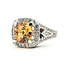 Ring Halo Ornate Open Work 0.80ctw Round Diamonds GIA Report: 2235953862 3.66ct Unheated Orange-Yellow Sapphire    Platinum 3.3mm Sz5.5 13.20g 226070149