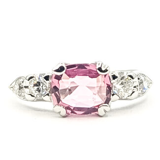 Ring 5-Stone  0.22ctw Round Diamonds GIA Report: 2235934095 0.91ct Pink Sapphire    Platinum 2mm Sz3.5 3.19g 226070107