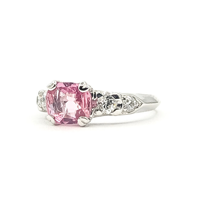 Ring 5-Stone  0.22ctw Round Diamonds GIA Report: 2235934095 0.91ct Pink Sapphire    Platinum 2mm Sz3.5 3.19g 226070107
