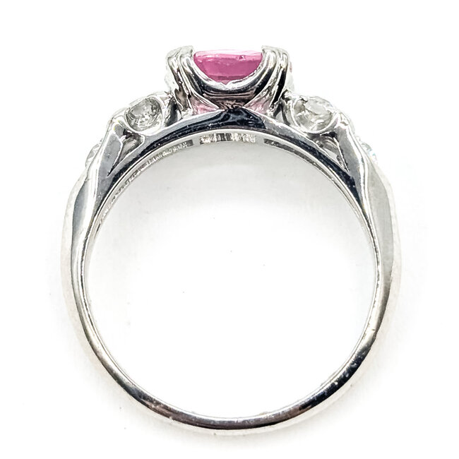 Ring 5-Stone  0.22ctw Round Diamonds GIA Report: 2235934095 0.91ct Pink Sapphire    Platinum 2mm Sz3.5 3.19g 226070107