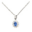 Pendant Drop Halo 0.36ctw Round Diamonds  0.93ct Cornflower Blue Sapphire    Platinum 18x10mm 15.5" 3.94g 226070110
