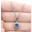 Pendant Drop Halo 0.36ctw Round Diamonds  0.93ct Cornflower Blue Sapphire    Platinum 18x10mm 15.5" 3.94g 226070110