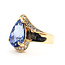 Ring Bypass Tear Drop 0.30ctw Round Diamonds  4.20ct Violet Tanzanite    18ky 3.5mm Sz7 7.91g 226070125