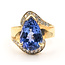 Ring Bypass Tear Drop 0.30ctw Round Diamonds  4.20ct Violet Tanzanite    18ky 3.5mm Sz7 7.91g 226070125