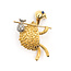 Brooch Whimsical Turtle Bindle Stick  0.15ctw Round Diamonds  .10ct Blue Sapphire    16.5ky  1.9x1.25" 22.69g 226070146