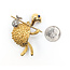 Brooch Whimsical Turtle Bindle Stick  0.15ctw Round Diamonds  .10ct Blue Sapphire    16.5ky  1.9x1.25" 22.69g 226070146