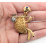 Brooch Whimsical Turtle Bindle Stick  0.15ctw Round Diamonds  .10ct Blue Sapphire    16.5ky  1.9x1.25" 22.69g 226070146