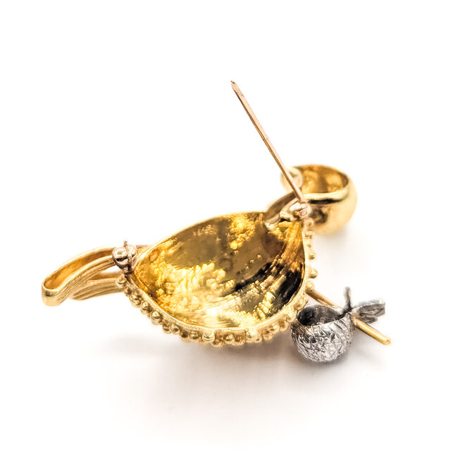 Brooch Whimsical Turtle Bindle Stick  0.15ctw Round Diamonds  .10ct Blue Sapphire    16.5ky  1.9x1.25" 22.69g 226070146