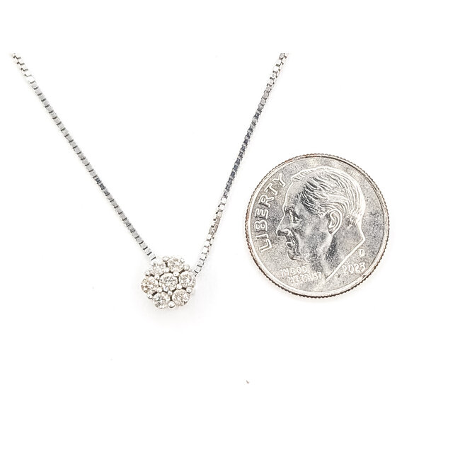 Pendant Cluster Circle 0.21ctw Round Diamonds        14kw 6.5mm 16" 2.51g 226070072