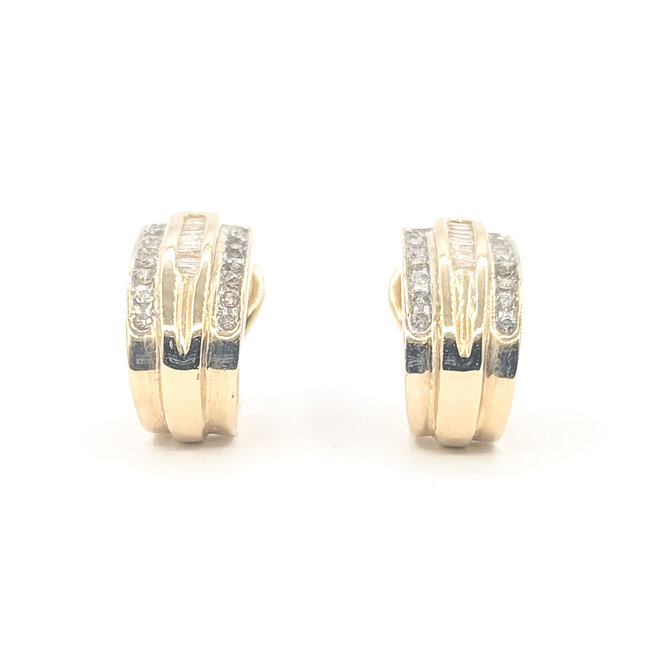 Earrings Cluster Omega Back 0.66ctw Round Diamonds        14ky  .6x.3" 5.68g 226070075