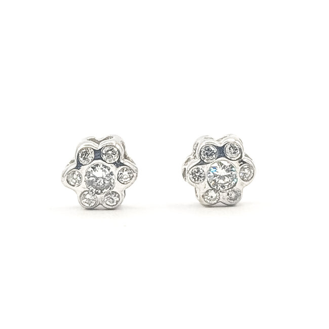 Earrings Cluster Stud 0.20ctw Round Diamonds        14kw 7mm  1.39g 226070076