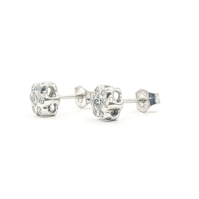 Earrings Cluster Stud 0.20ctw Round Diamonds        14kw 7mm  1.39g 226070076