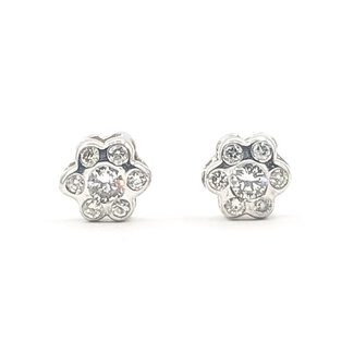 Earrings Cluster Stud 0.20ctw Round Diamonds        14kw 7mm  1.39g 226070076