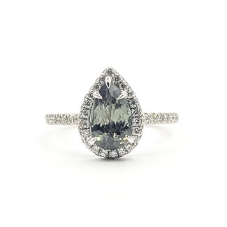Ring Tear Drop Halo 0.25ctw Round Diamonds GIA Report: 1216043019 1.41ct Color-Changing Alexandrite    14kw 1.7mm Sz5 2.67g 226070147