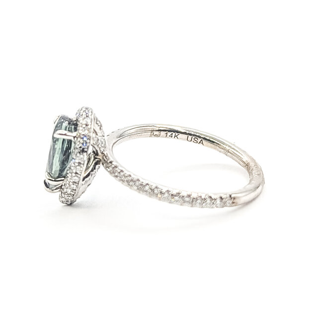 Ring Tear Drop Halo 0.25ctw Round Diamonds GIA Report: 1216043019 1.41ct Color-Changing Alexandrite    14kw 1.7mm Sz5 2.67g 226070147