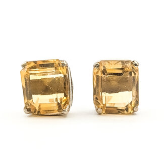 Earrings Stud      7.26ct Yellow Citrine    14ky 10x8mm  3.40g 226070121