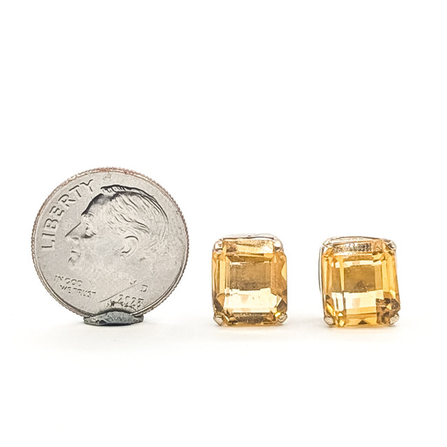 Earrings Stud      7.26ct Yellow Citrine    14ky 10x8mm  3.40g 226070121