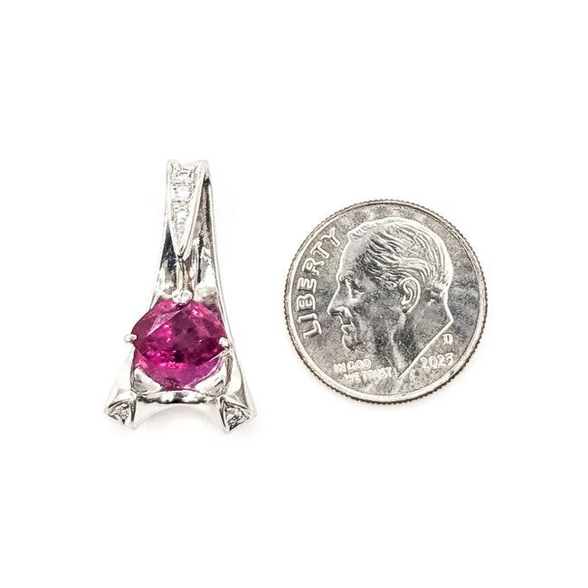 Pendant Geometric Slide 0.03ctw Round Diamonds GIA Report: 2233886427 1.40ct Purplish Red Ruby    Platinum  .9x.6" 5.82g 226070143