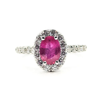 Ring Halo Oval 0.72ctw Round Diamonds GIA Report: 2235939211 1.00ct Red Ruby    18kw 11mm Sz6.25 4.12g 226070092
