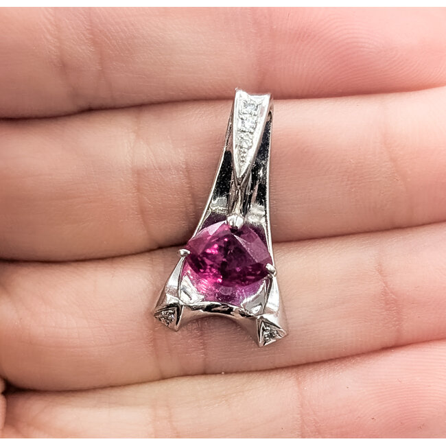 Pendant Geometric Slide 0.03ctw Round Diamonds GIA Report: 2233886427 1.40ct Purplish Red Ruby    Platinum  .9x.6" 5.82g 226070143