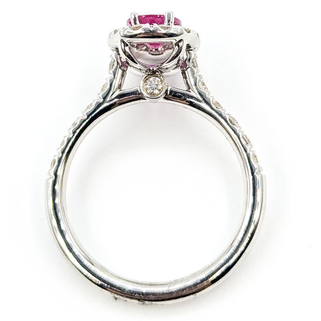 Ring Halo Oval 0.72ctw Round Diamonds GIA Report: 2235939211 1.00ct Red Ruby    18kw 11mm Sz6.25 4.12g 226070092