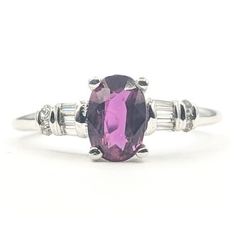 Ring Solitare Classic 0.12ctw Round Diamonds GIA Report: 1236866309 1.30ct Unheated Red Ruby    18kw 1.5mm Sz7.5 3.54g 226070094