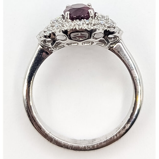Ring Quatrefoil Halo Pave 0.45ctw Round Diamonds GIA Report: 2231953854 1.16ct Red Burma Ruby    14kw 13mm Sz6.5 3.90g 226070093