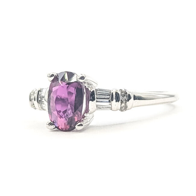 Ring Solitare Classic 0.12ctw Round Diamonds GIA Report: 1236866309 1.30ct Unheated Red Ruby    18kw 1.5mm Sz7.5 3.54g 226070094