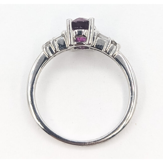 Ring Solitare Classic 0.12ctw Round Diamonds GIA Report: 1236866309 1.30ct Unheated Red Ruby    18kw 1.5mm Sz7.5 3.54g 226070094