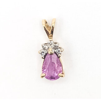 Pendant Drop Pear 0.05ctw Round Diamonds GIA Report: 7235170586 0.97ct Unheated Pink Sapphire    14ky  .6x.25" 1.20g 226070102