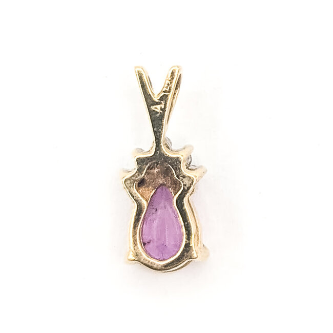 Pendant Drop Pear 0.05ctw Round Diamonds GIA Report: 7235170586 0.97ct Unheated Pink Sapphire    14ky  .6x.25" 1.20g 226070102