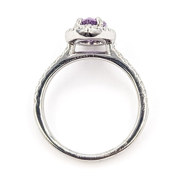 Ring Tear Drop Halo 0.26ctw Round Diamonds GIA Report: 2231153804 1.12ct Pink-Purple Sapphire    Platinum 2mm Sz5 4.91g 226070105